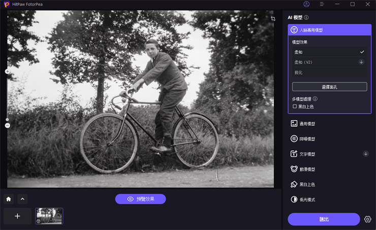 選擇首個照片修復模型