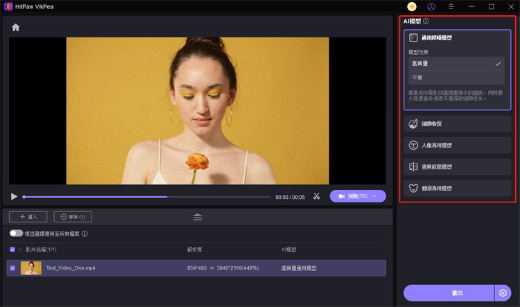 選擇AI影片修復模型