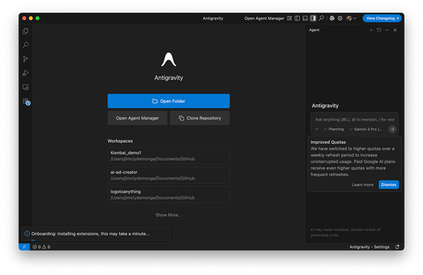 Antigravity AI 管理者視圖