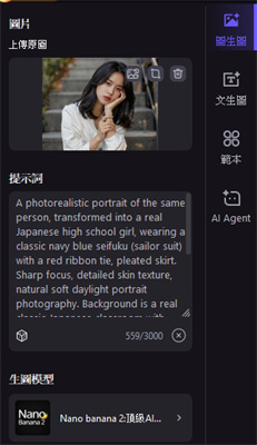 上傳照片和提示語