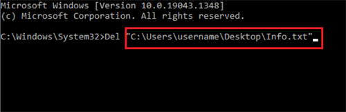 使用命令提示字元刪除