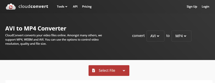 AVI轉MP4線上工具,cloudconvert