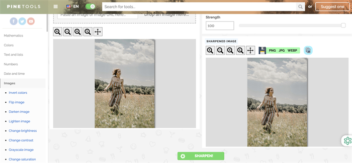 Pinetools Sharpen Image Online