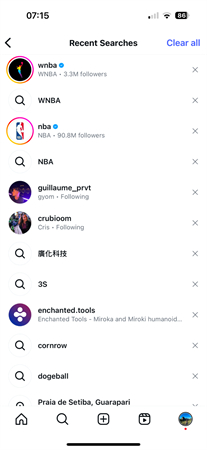檢視最近搜尋記錄