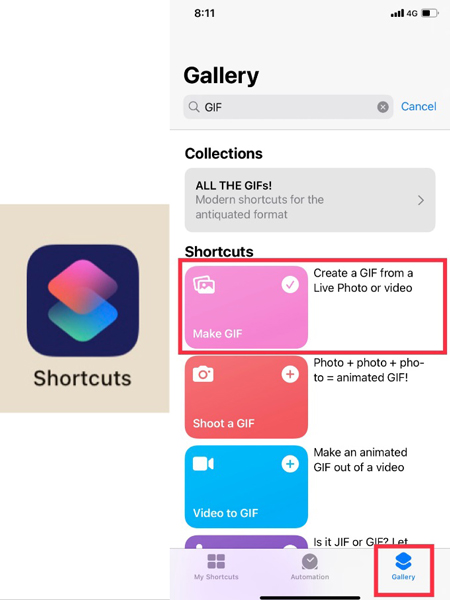 Shortcuts iPhone影片轉GIF