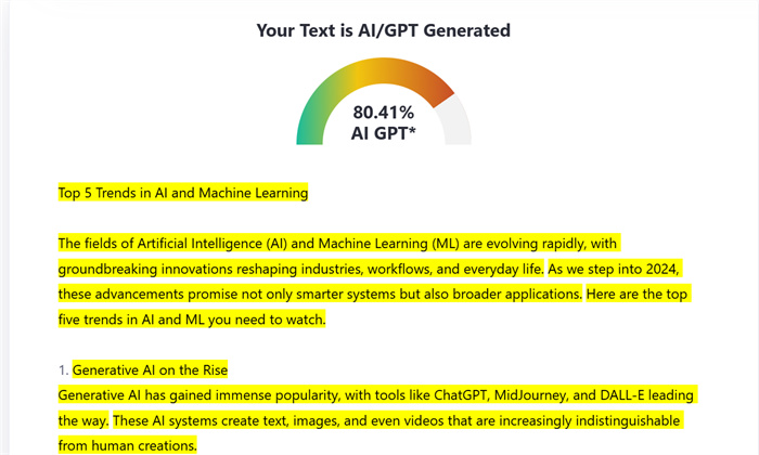 檢查 AI 偵測概率