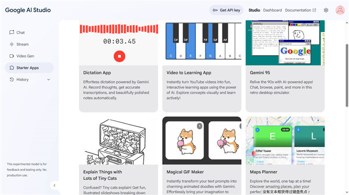 google ai studio starter apps