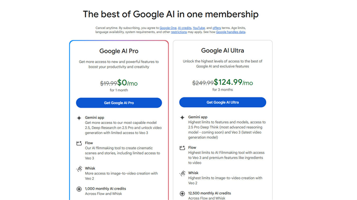 google ai pro訂閱方案
