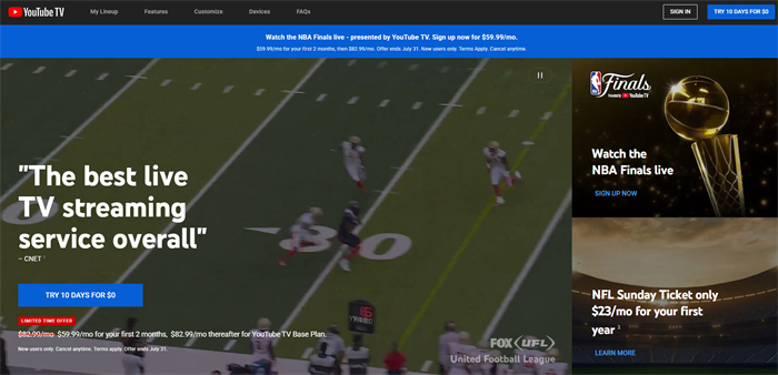 YouTube TV線上看MLB比賽