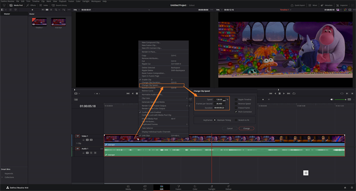 davinci加快影片速度