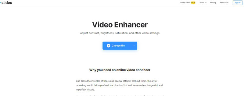Clideo Video Enhance 修復影片