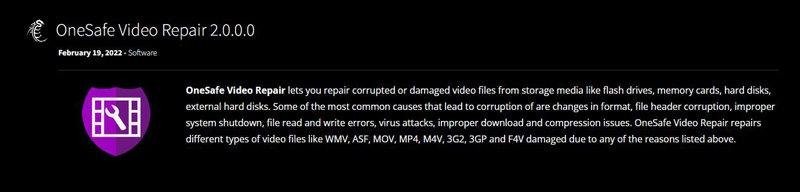 影片修復軟體OneSafe Video Repair