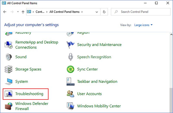 進入Windows疑難排解