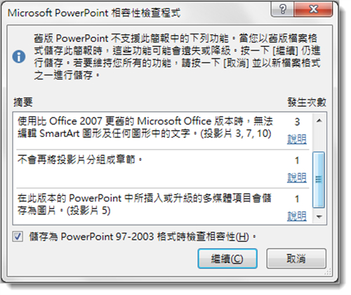 PowerPoint 版本不相容